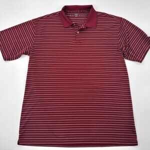 Nike Golf Polo Shirt Mens XL Crimson Red Dri-Fit Striped Performance Stretch